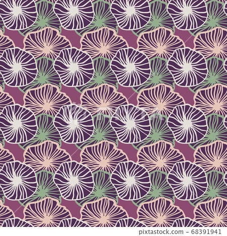 Botanic abstract seamless pattern with outline 68391941