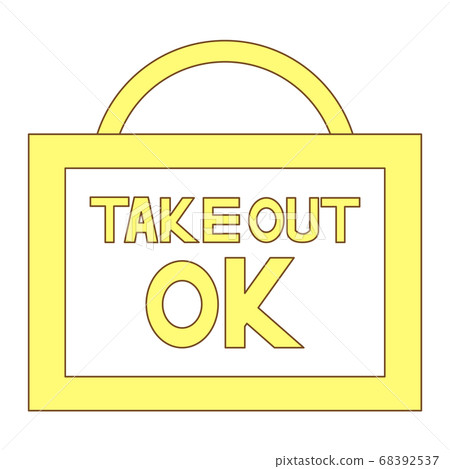 TAKE OUT OK characters and bag icon 68392537