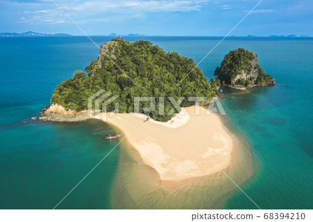 Aerial view of Koh Nok, island in the Andaman Sea between Phuket and Krabi Thailand 68394210