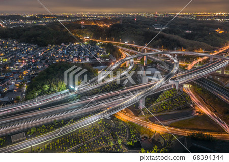 四日市交界處夜景 照片素材 圖片 圖庫