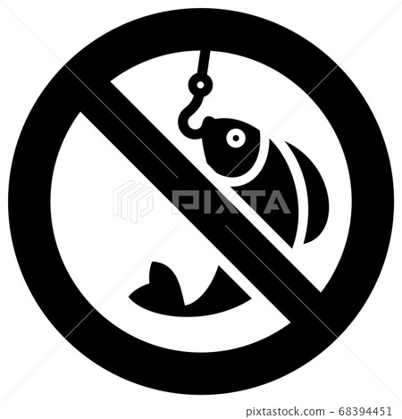 No fishing forbidden sign, modern round sticker 68394451