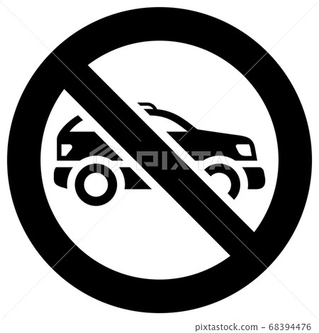 No cars and vehicles forbidden sign, modern round 68394476