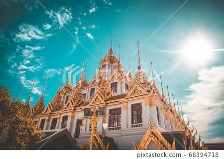 Loha Prasat temple in Bangkok old town in Thailand 68394718