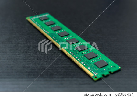 The computer's RAM is on a black surface 68395454