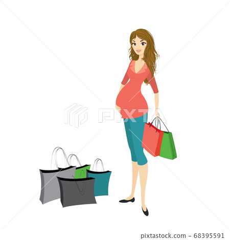 Beauty pregnancy woman with shopping bags Beauty pregnancy woman with shopping bags 68395591