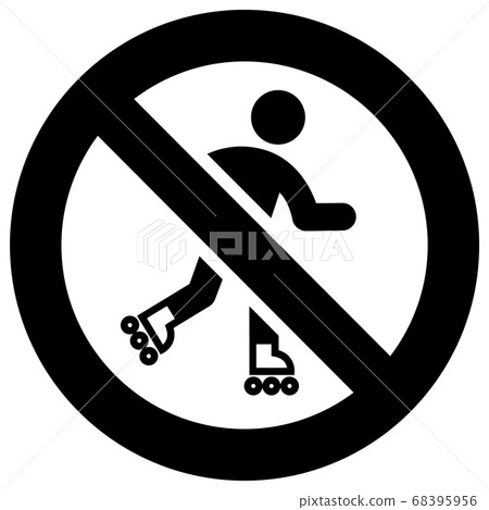 No roller skating forbidden sign, modern round No roller skating forbidden sign, modern round 68395956