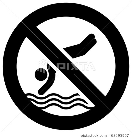 No diving forbidden sign, modern round sticker No diving forbidden sign, modern round sticker 68395967