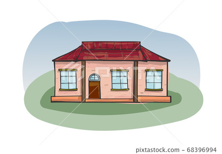 Doodle house, cartoon scribble style vector illustration. Doodle house, cartoon scribble style vector illustration. 68396994