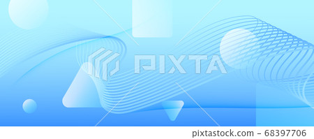Blue Gradient Background. 3d Flow Shape Pattern.  68397706