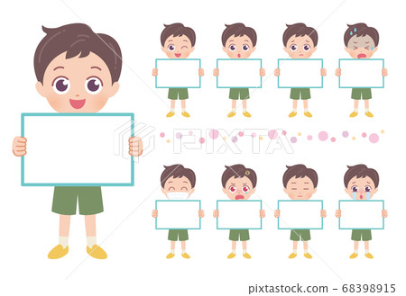 Boy holding a board full body illustration - Stock Illustration ...