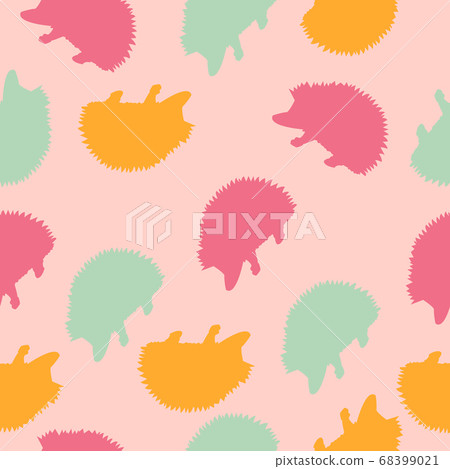 Endless pattern of multi-colored hedgehogs, funny candy pattern Endless pattern of multi-colored hedgehogs, funny candy pattern 68399021