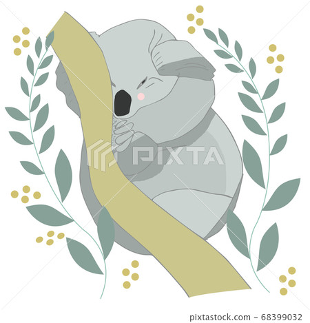 Lazy koala sleeping on a branch cartoon, vector illustration Lazy koala sleeping on a branch cartoon, vector illustration 68399032