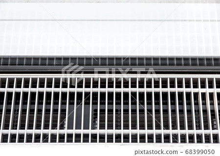 Trench heating with displacement ventilation of metal grill for draught-free ventilation, close up details of the system. 68399050
