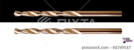 Modern steel realistic gilded drill bit. Modern steel realistic gilded drill bit. 68399587