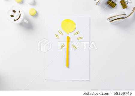 Woman creative desktop work space mockup flat lay Woman creative desktop work space mockup flat lay 68399749