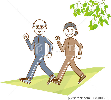 Image illustration of an elderly couple walking - Stock Illustration ...