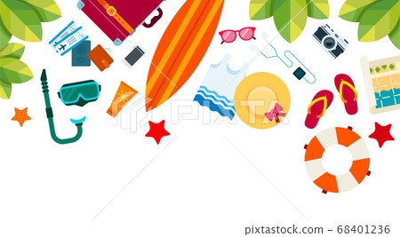 Wallpaper tropical trip flat design vector illustration. 68401236