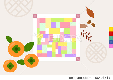 韓國傳統對象矢量圖-Jogakbo和柿子 68401515