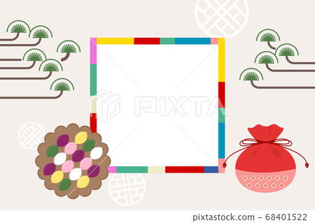 Korean Traditional Objects Vector Illustration-Saekdong Border, Songpyeon, Lucky Bag Korean Traditional Objects Vector Illustration-Saekdong Border, Songpyeon, Lucky Bag 68401522
