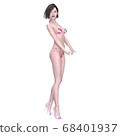 Swimsuit model wearing a bikini and deciding the pose 68401937