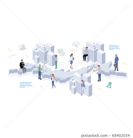 People working in Japan Building, icons and people illustration isometric 68402034