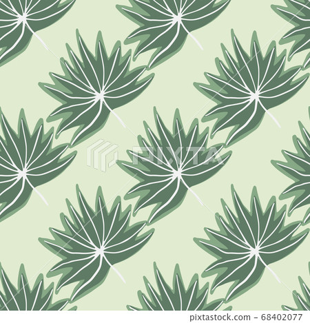 Exotic leaves seamless doodle pattern. Light Exotic leaves seamless doodle pattern. Light 68402077