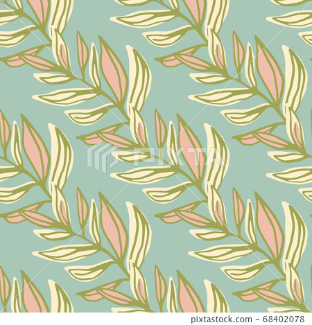 Seamless pattern with contoured leaf branches Seamless pattern with contoured leaf branches 68402078
