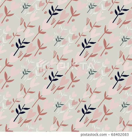 Flower hearts hand drawn doodle seamless pattern. Flower hearts hand drawn doodle seamless pattern. 68402083
