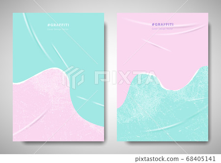 Cover template design, minimalist ripped torn paper, pastel blue and pink tones 68405141