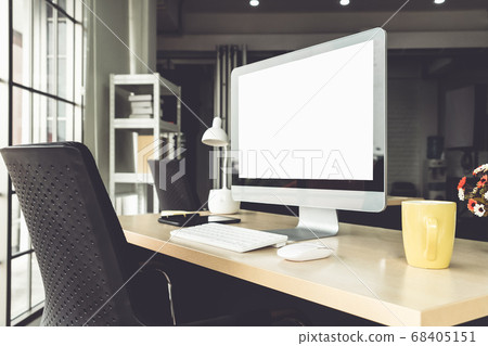 Empty computer monitor screen for design mock up template Empty computer monitor screen for design mock up template 68405151