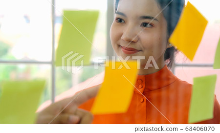 Business people work on project planning board 68406070