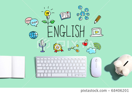 Learning English concept with a computer keyboard Learning English concept with a computer keyboard 68406201