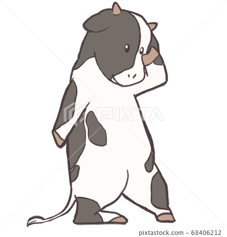 Cow doing a piece bipedal collar - Stock Illustration [68406212] - PIXTA