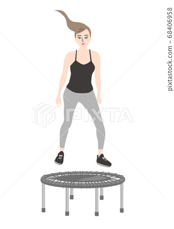 在蹦床上鍛煉的女人 68406958
