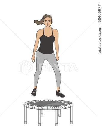 Woman exercising on the trampoline Woman exercising on the trampoline 68406977