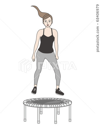 Woman exercising on the trampoline Woman exercising on the trampoline 68406979