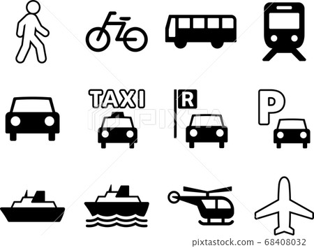 象形圖的運輸集（黑白版本） 68408032