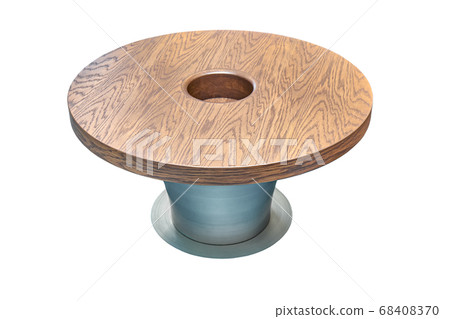 Creative round shape wooden coffee table on white background Creative round shape wooden coffee table on white background 68408370