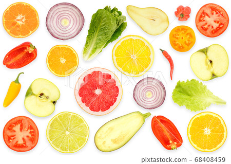 Top view of pattern fresh cut vegetables Top view of pattern fresh cut vegetables 68408459