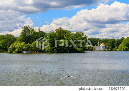 Big pond with Turkish Bath pavilion Big pond with Turkish Bath pavilion 68408501