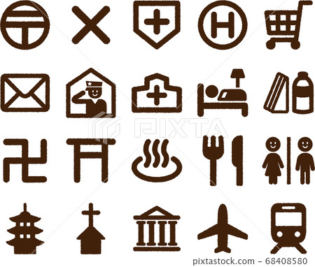 Map symbol set (hand-drawn style ver.) Map symbol set (hand-drawn style ver.) 68408580