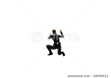 Miniature people : Scuba diver isolated on white background  68409412