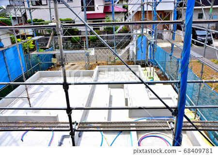 New housing foundation construction site New housing foundation construction site 68409781