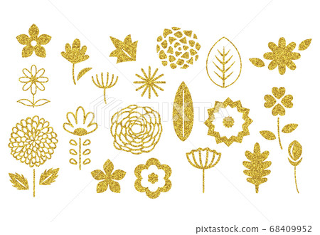 Gold glitter element design-flower Gold glitter element design-flower 68409952
