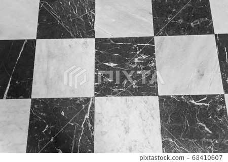 Black and white checkered marble floor Black and white checkered marble floor 68410607