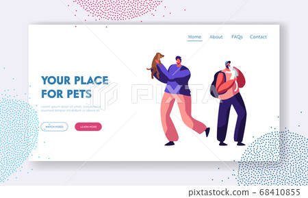 Happy Men Having Leisure Time and Fun with Dogs 68410855