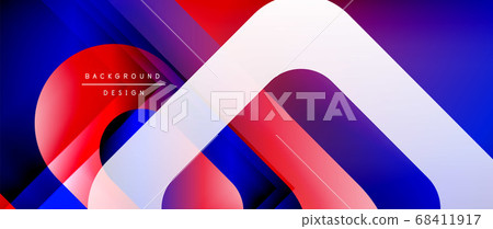 Vector geometric abstract background with lines and modern forms. Fluid gradient with abstract round shapes and shadow and light effects 68411917