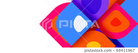 Set of vector modern geometric abstract backgrounds with repeating abstract round shapes patterns and shadow effects 68411967