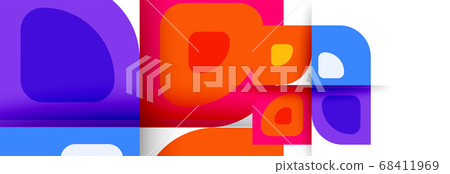 Set of vector modern geometric abstract backgrounds with repeating abstract round shapes patterns and shadow effects 68411969