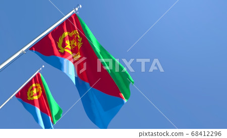3D rendering of the national flag of Eritrea waving in the wind 3D rendering of the national flag of Eritrea waving in the wind 68412296
